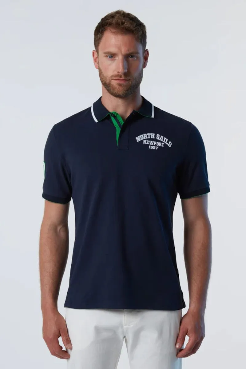 Blue Men's College Style Polo