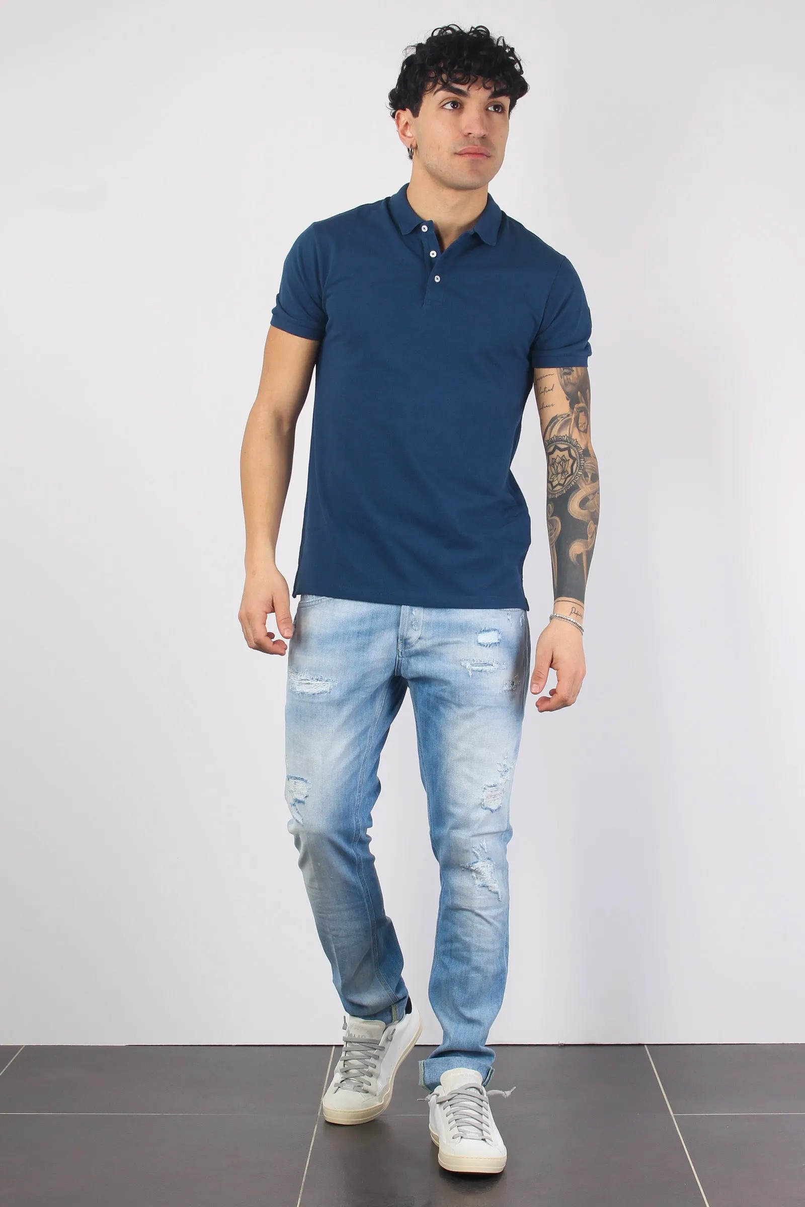 Dark Blu Short Sleeve Basic Polo