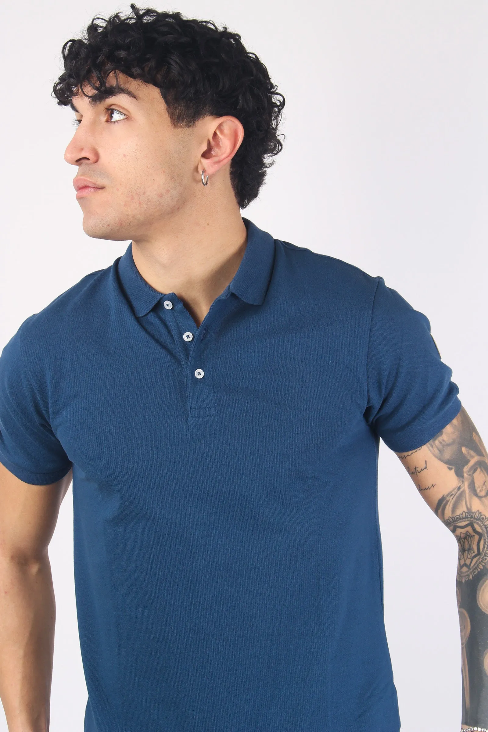 Dark Blu Short Sleeve Basic Polo