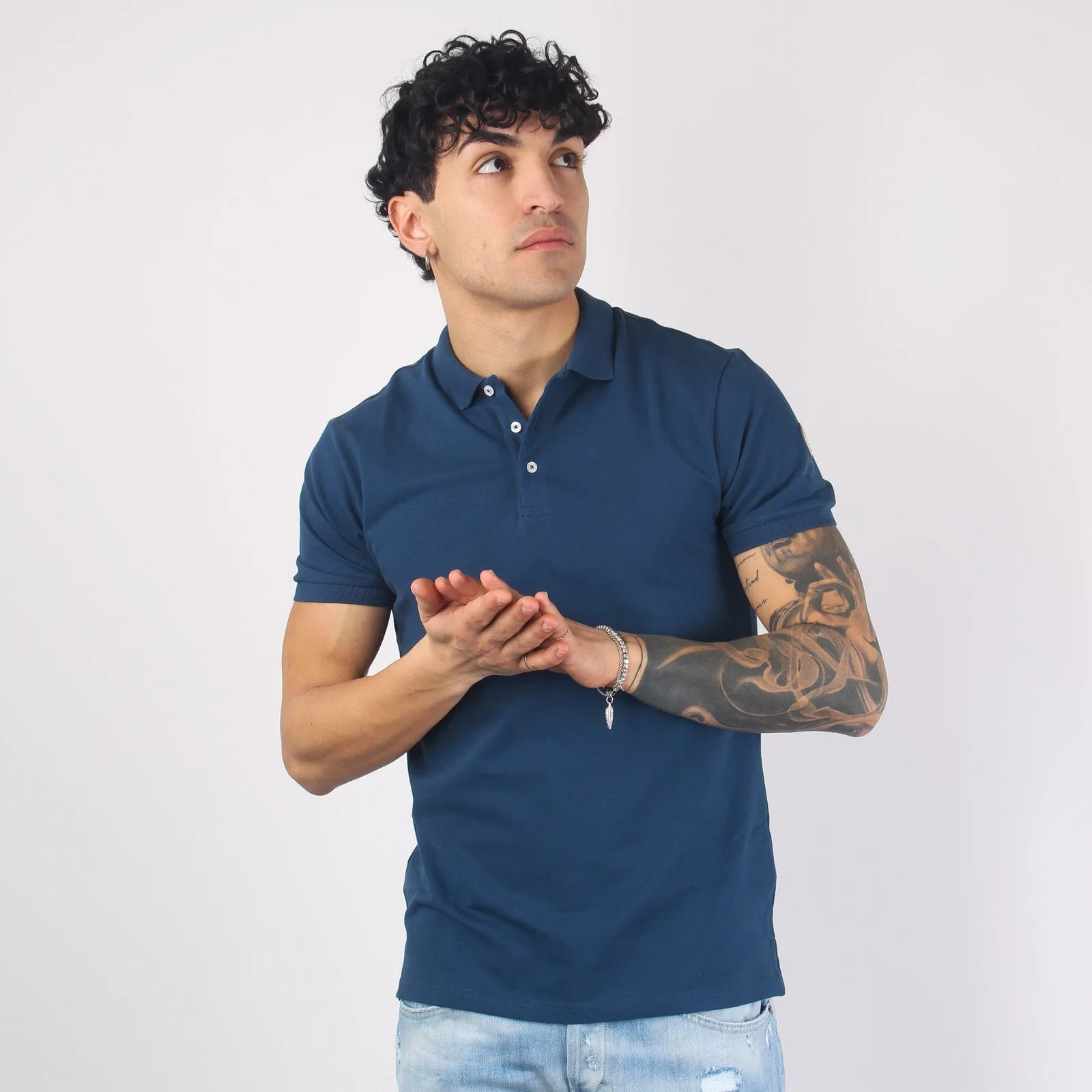 Dark Blu Short Sleeve Basic Polo