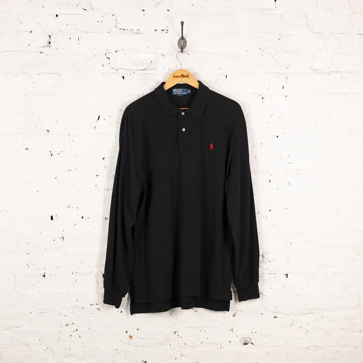 Polo Ralph Lauren Long Sleeve Polo Shirt - Black - XL