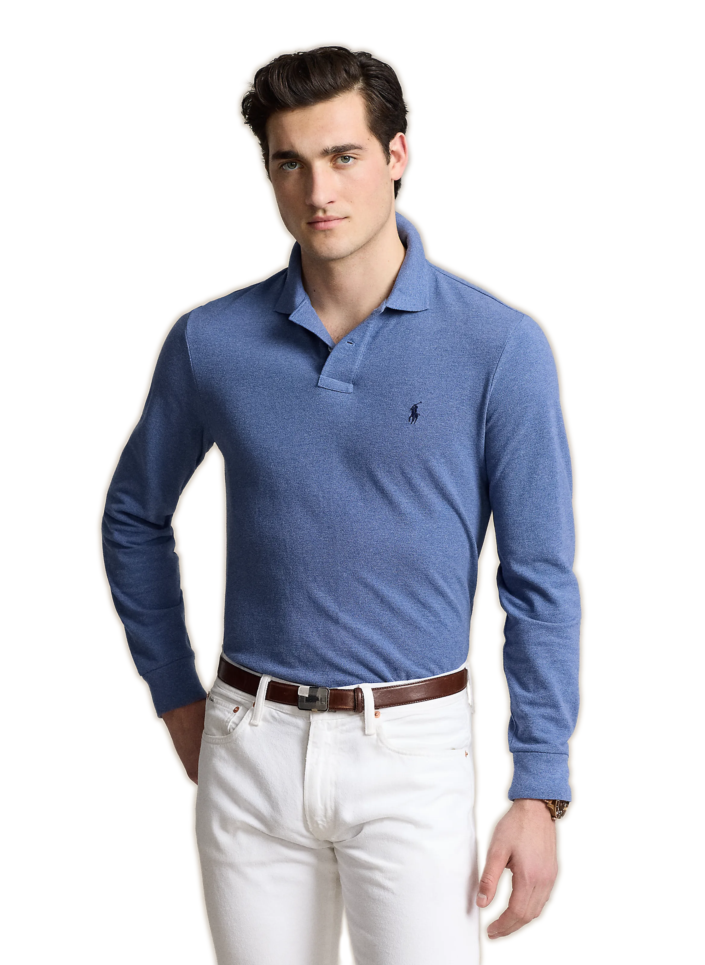 Polo ralph lauren  Long-sleeved cotton piqué polo shirt - Blue