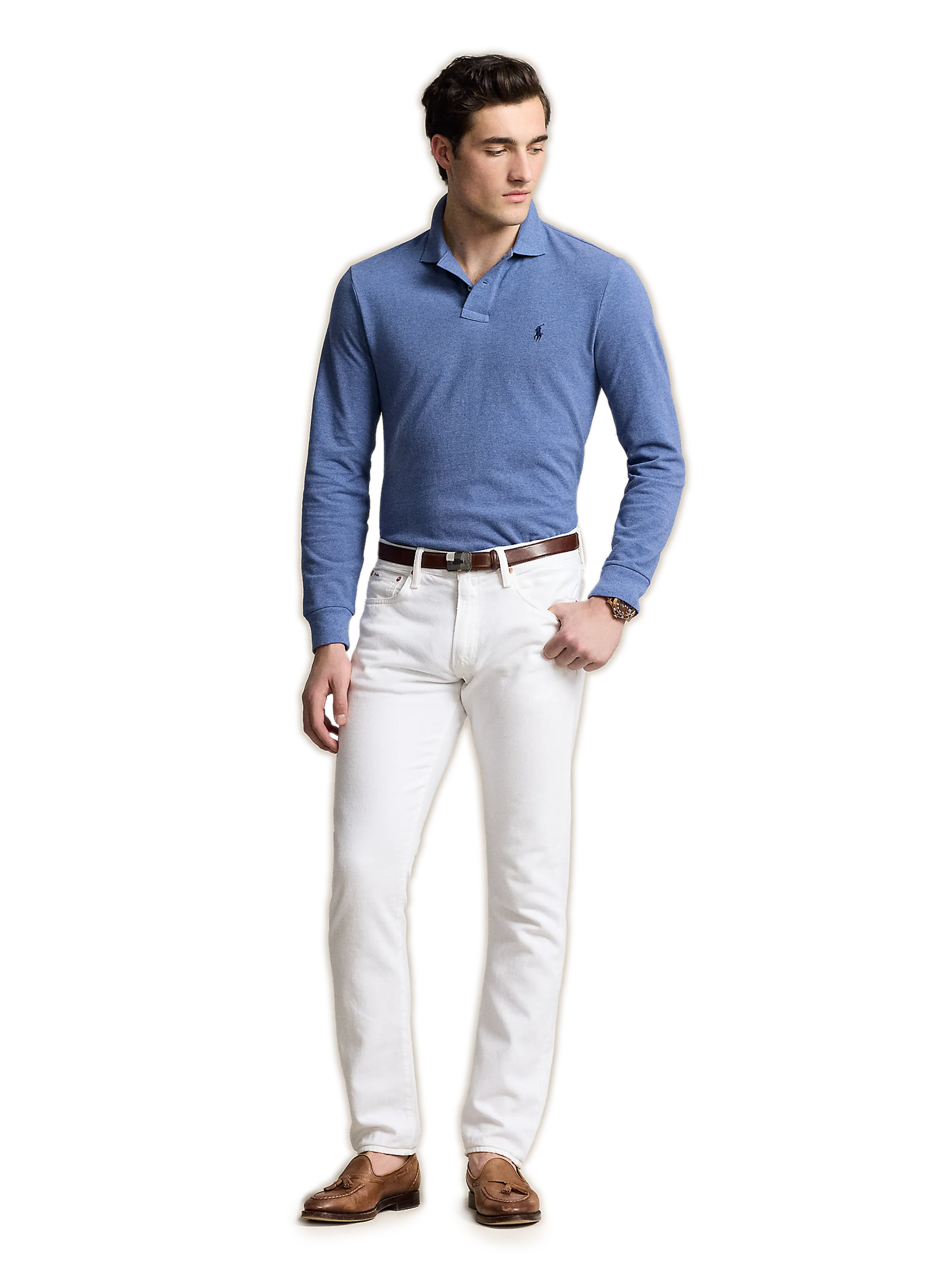 Polo ralph lauren  Long-sleeved cotton piqué polo shirt - Blue