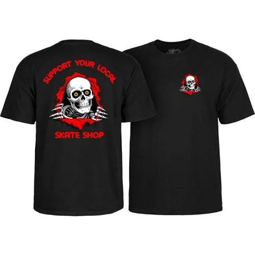 Powell Peralta Skate Shop T-Shirt Black Support Local - Buy Now!