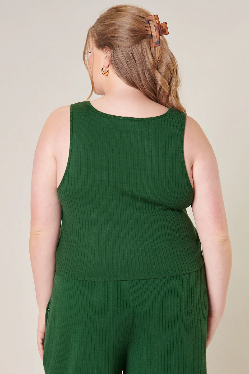 Provence Ribbed Knit Tank Top Curve