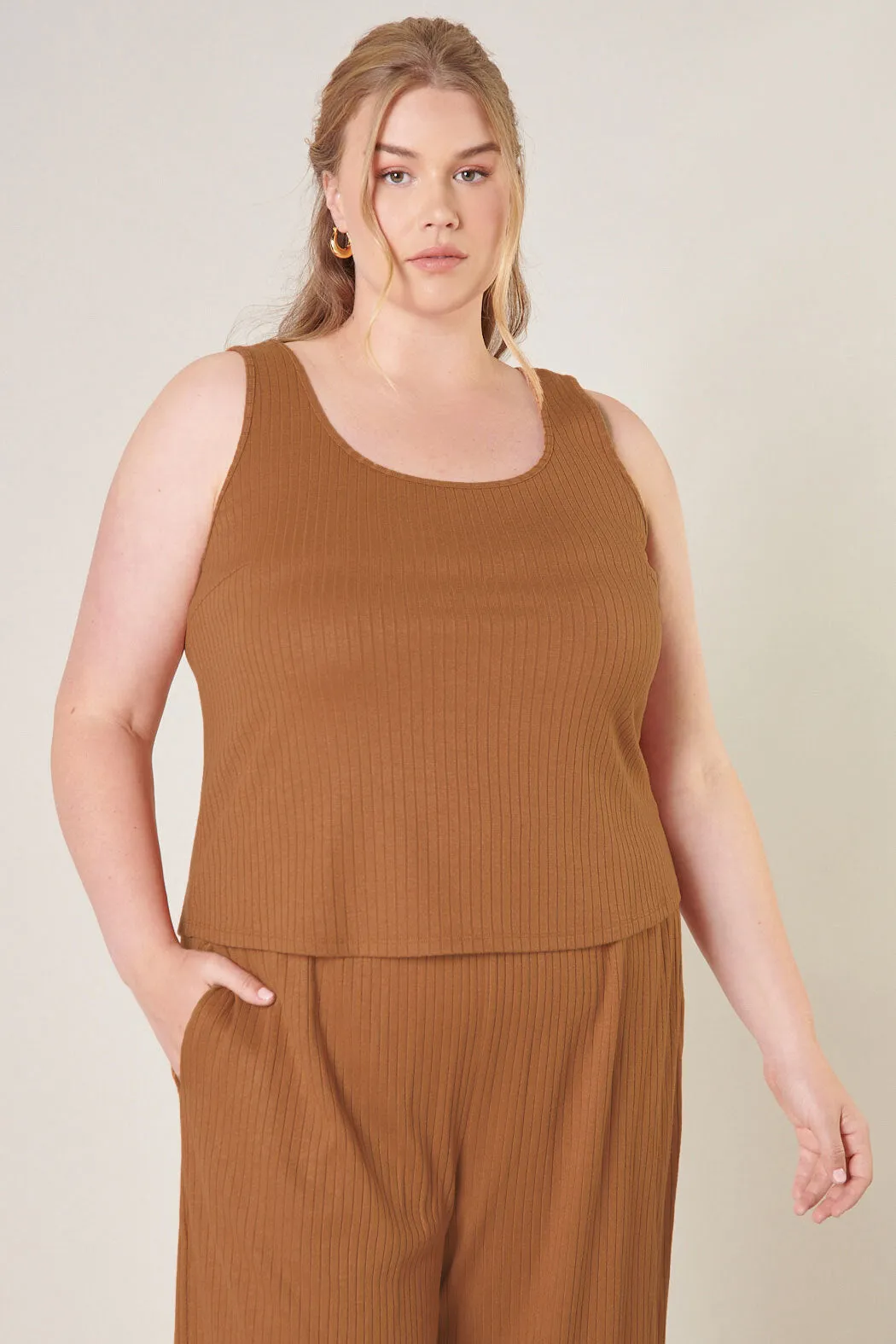 Provence Ribbed Knit Tank Top Curve