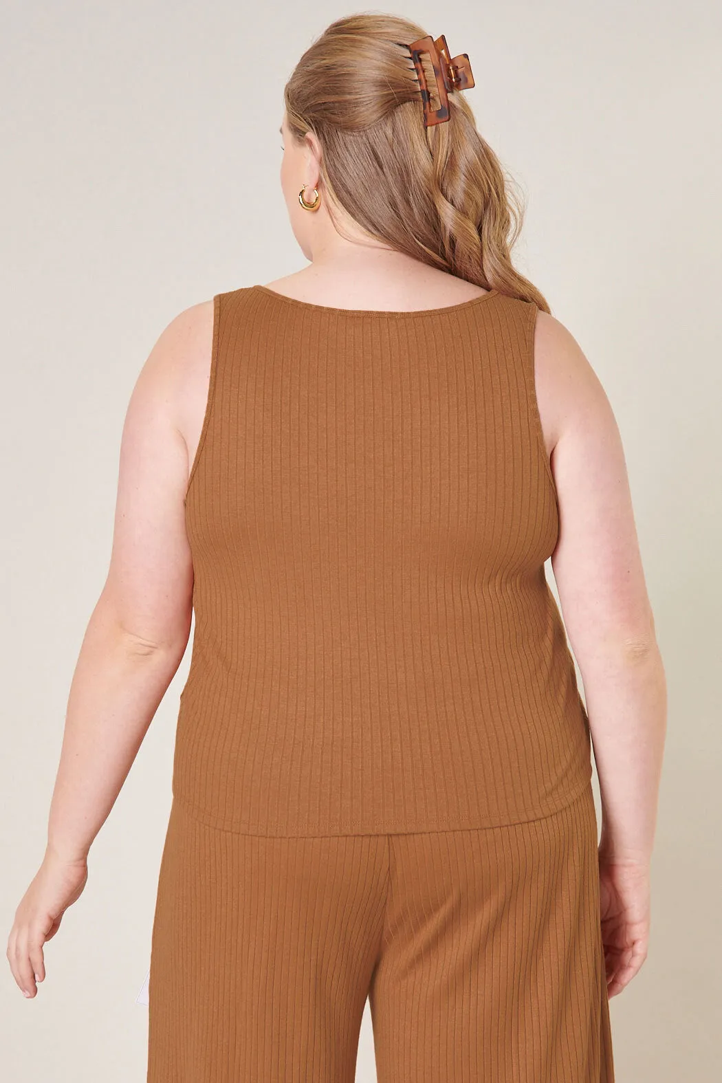 Provence Ribbed Knit Tank Top Curve