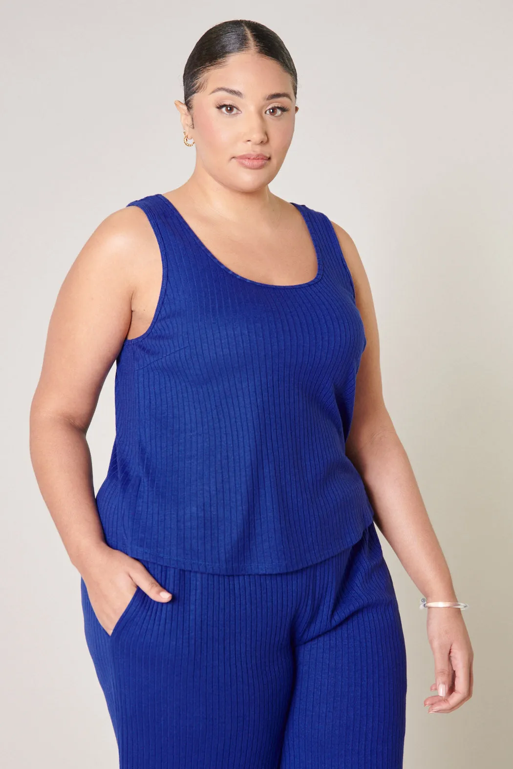 Provence Ribbed Knit Tank Top Curve