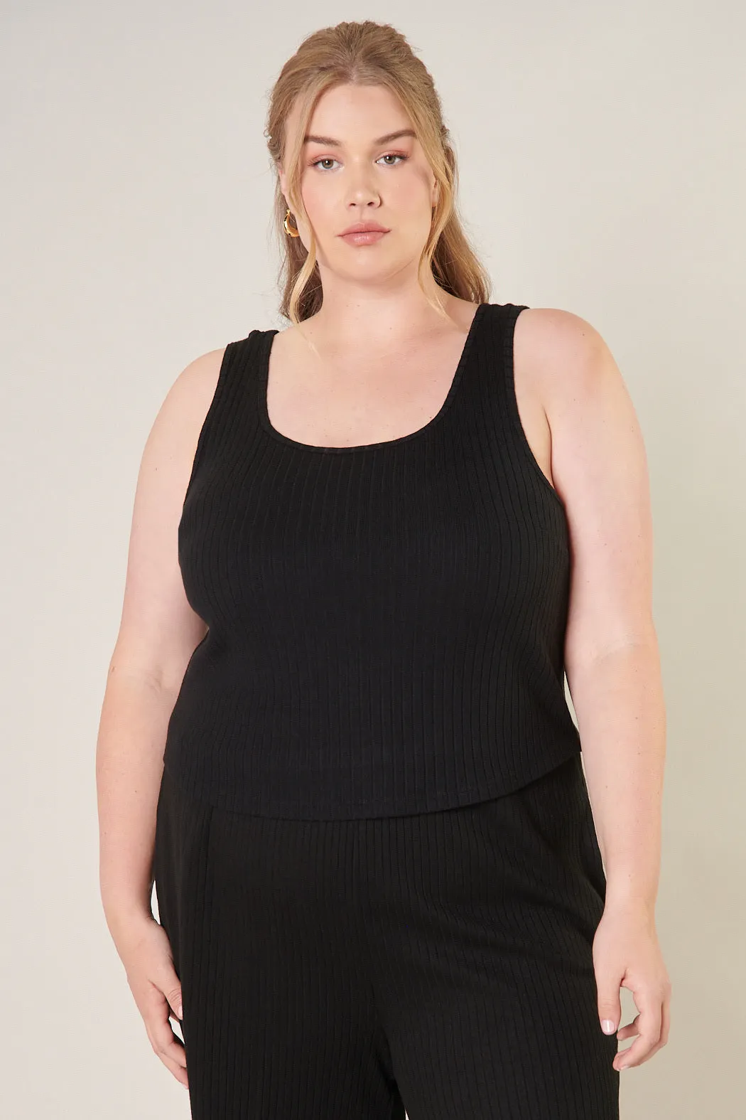 Provence Ribbed Knit Tank Top Curve