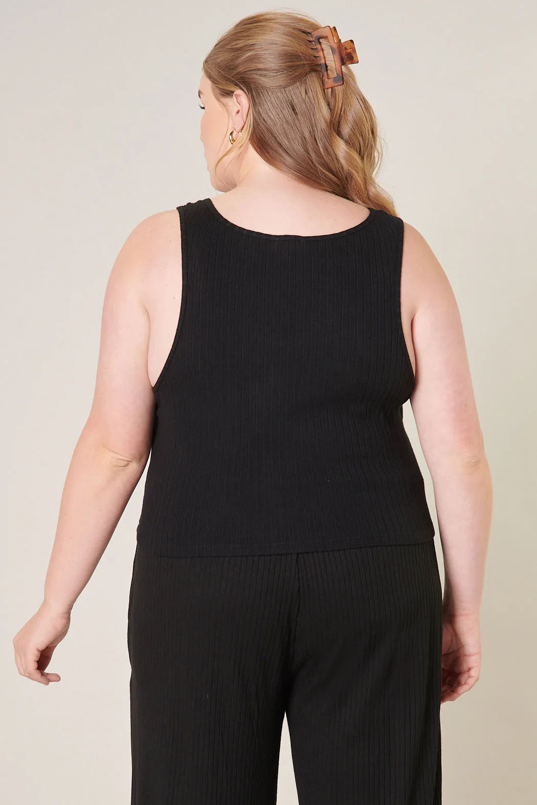 Provence Ribbed Knit Tank Top Curve