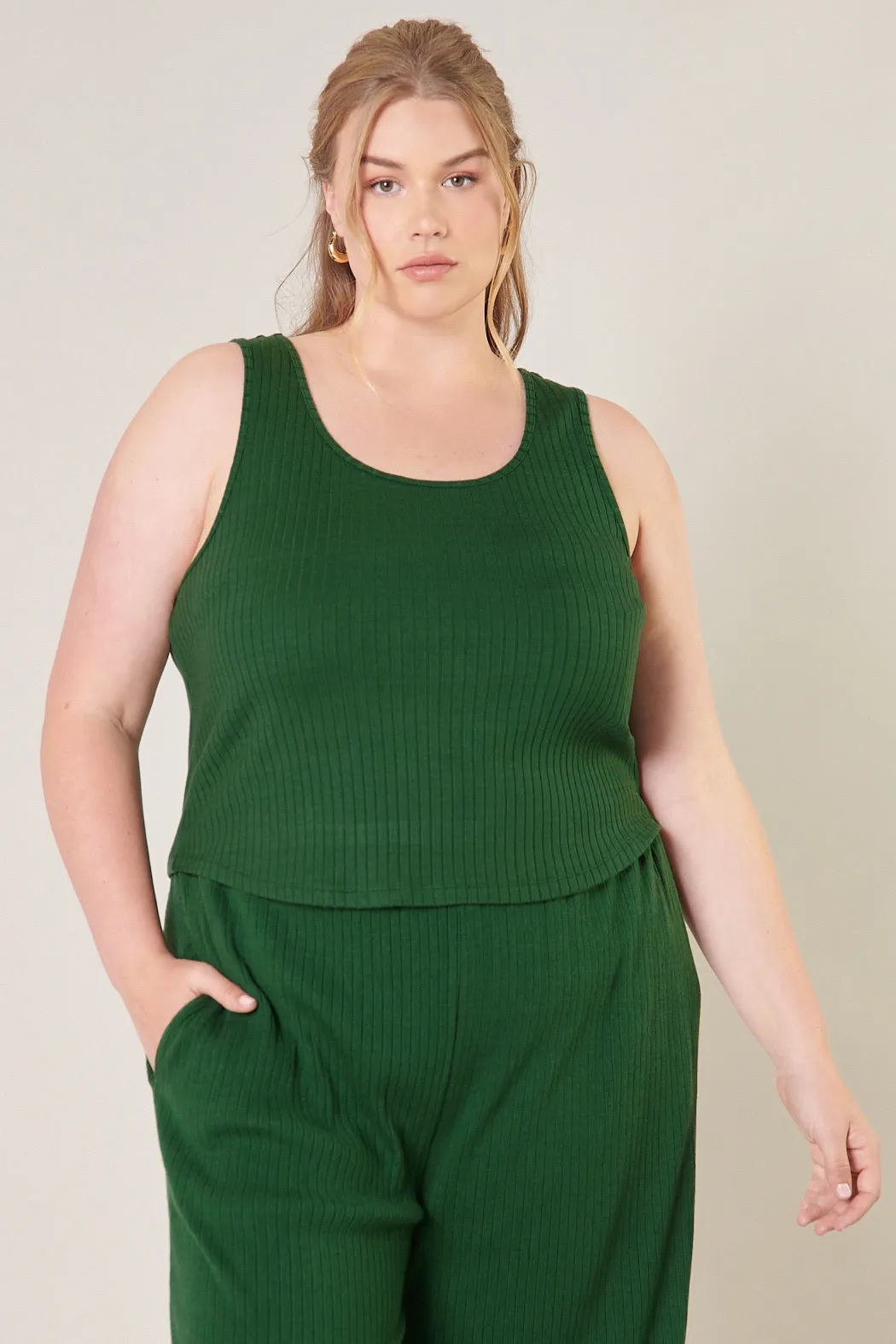 Provence Ribbed Knit Tank Top Curve