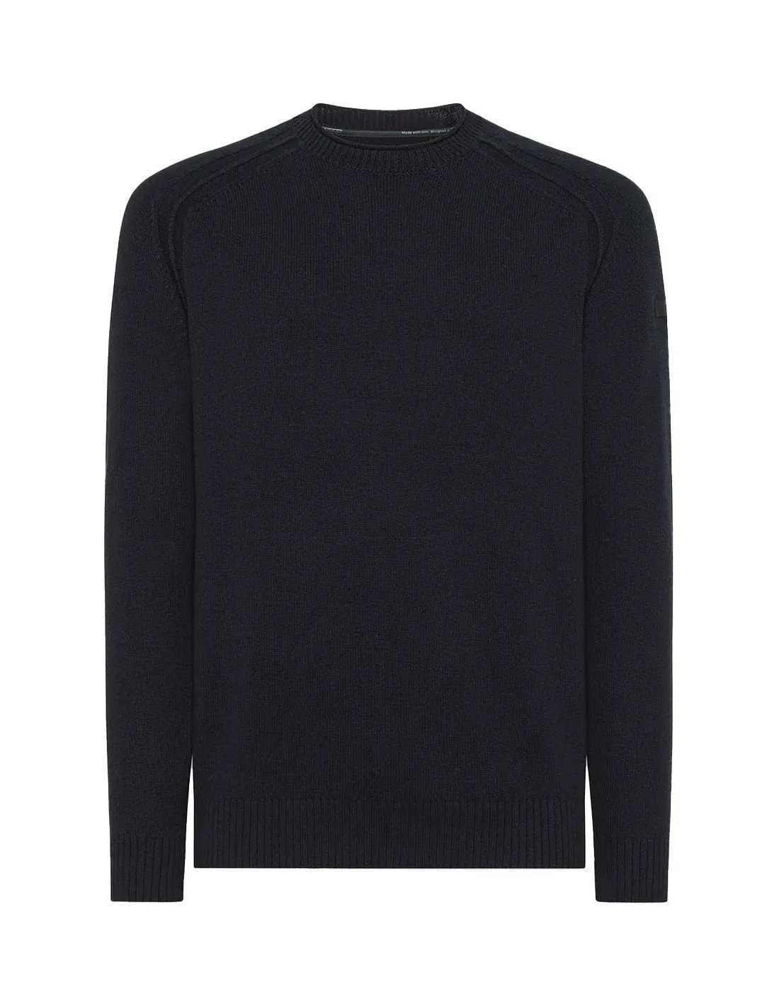 Blue Cotton Plain Round Knit Pullover for Men by RRD