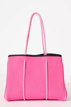 Rania Neoprene Tote Bag In Hot Pink