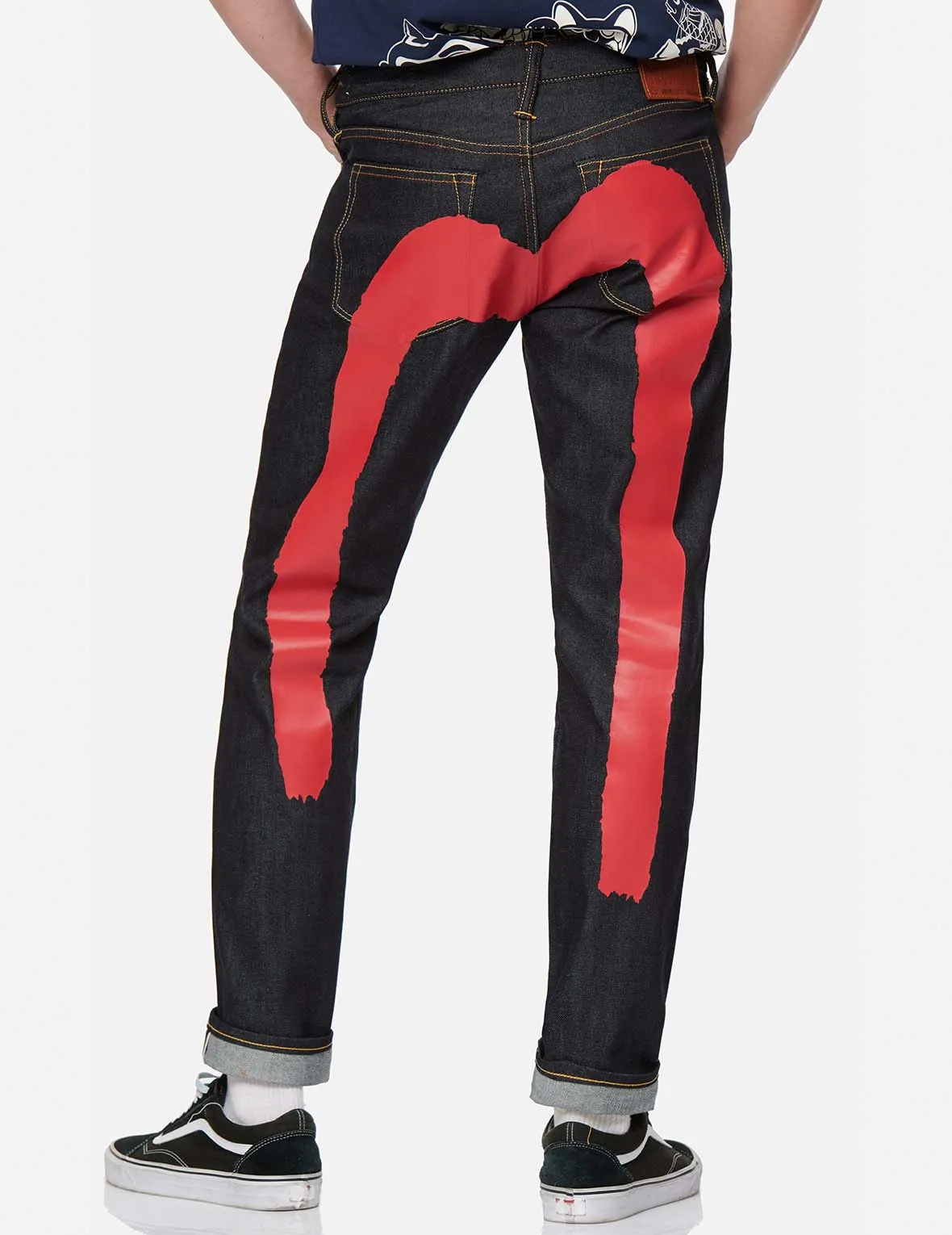 Red Brushstroke Daicock Slim Straight fit Jeans #2010