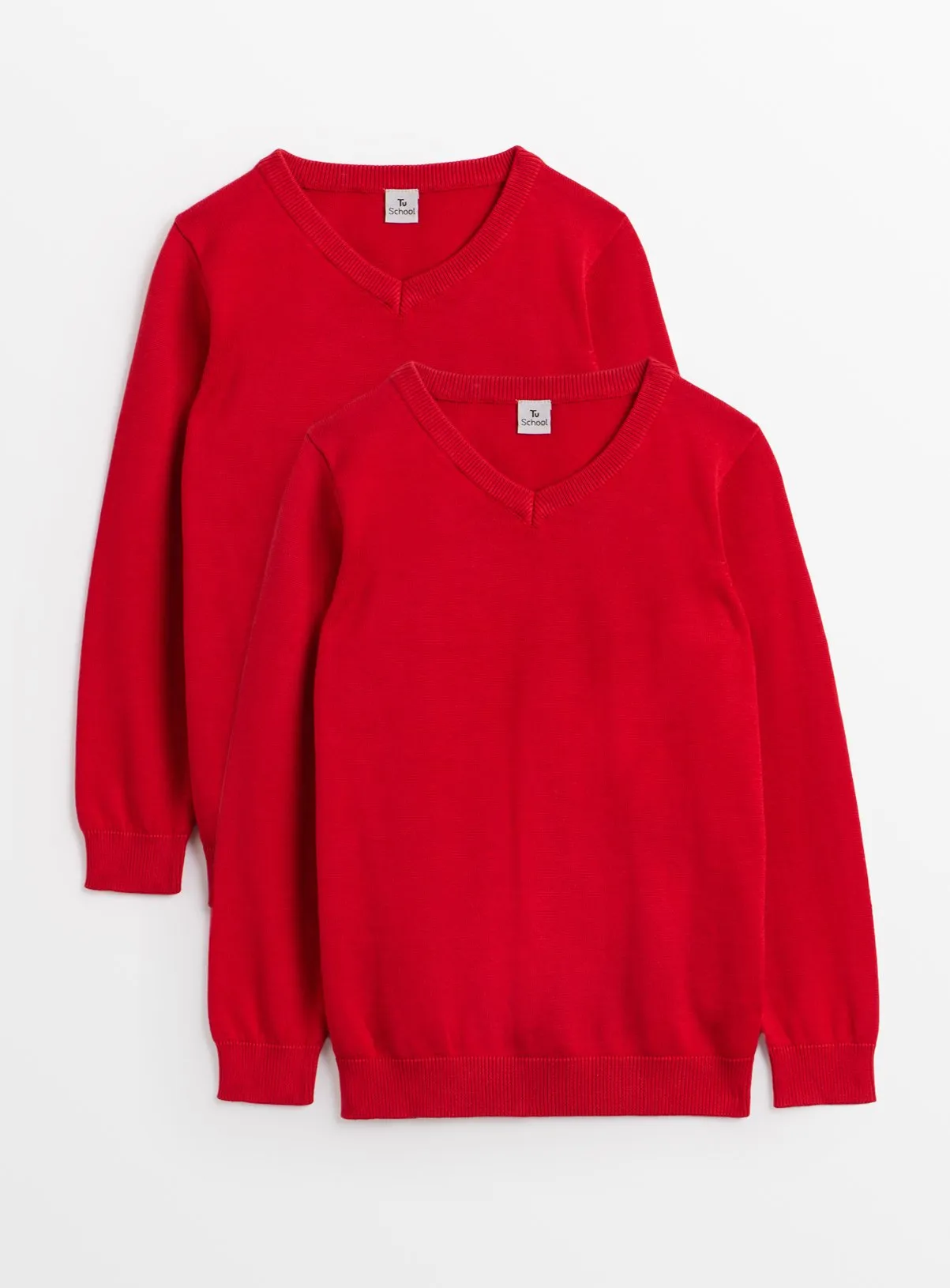 Red Unisex V-Neck Jumpers 2 Pack | Sizes for 11 years | School Jumpers and Sweatshirts | Tu - Shop Now