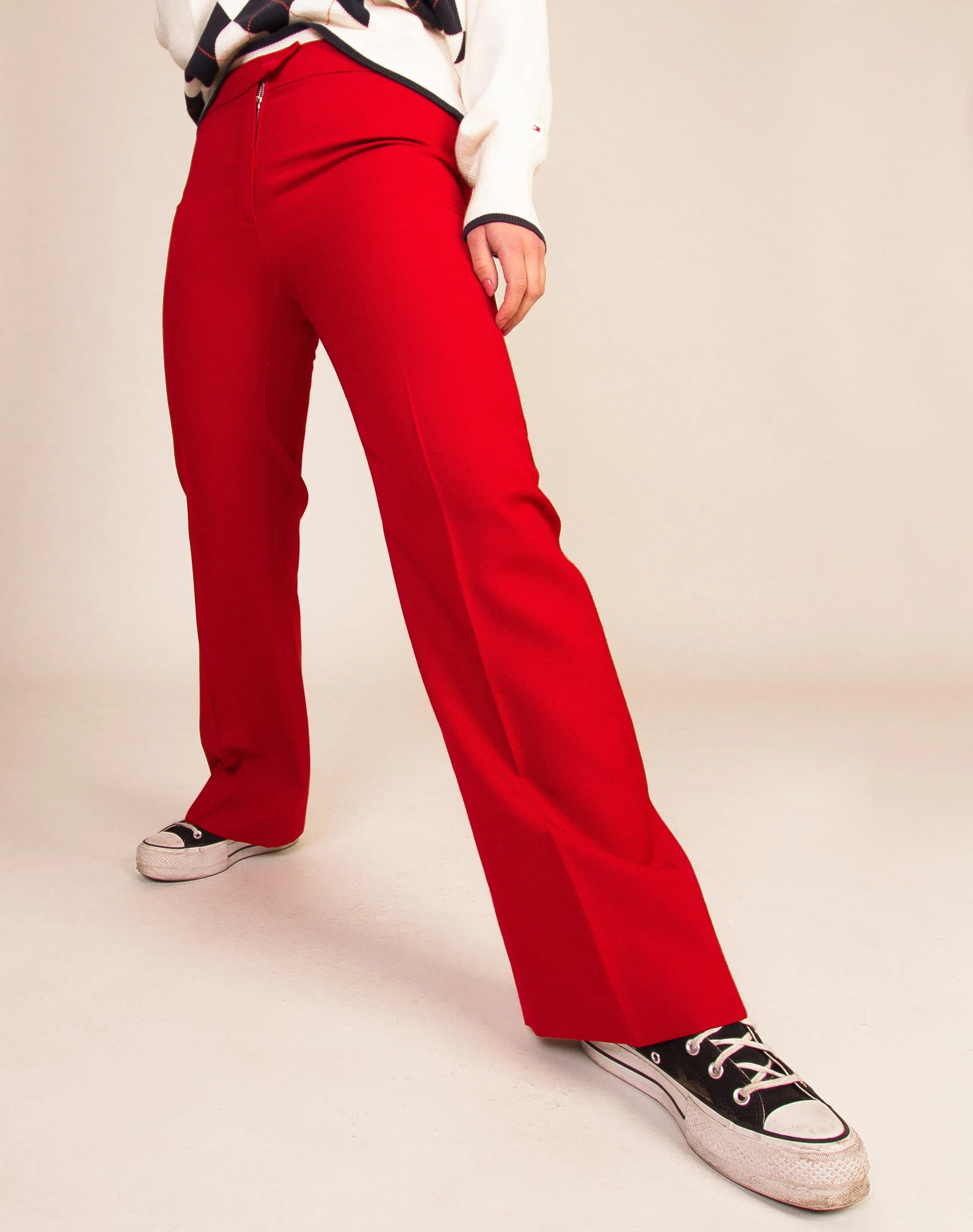 RED WIDE-LEG TROUSERS (W28 L29)