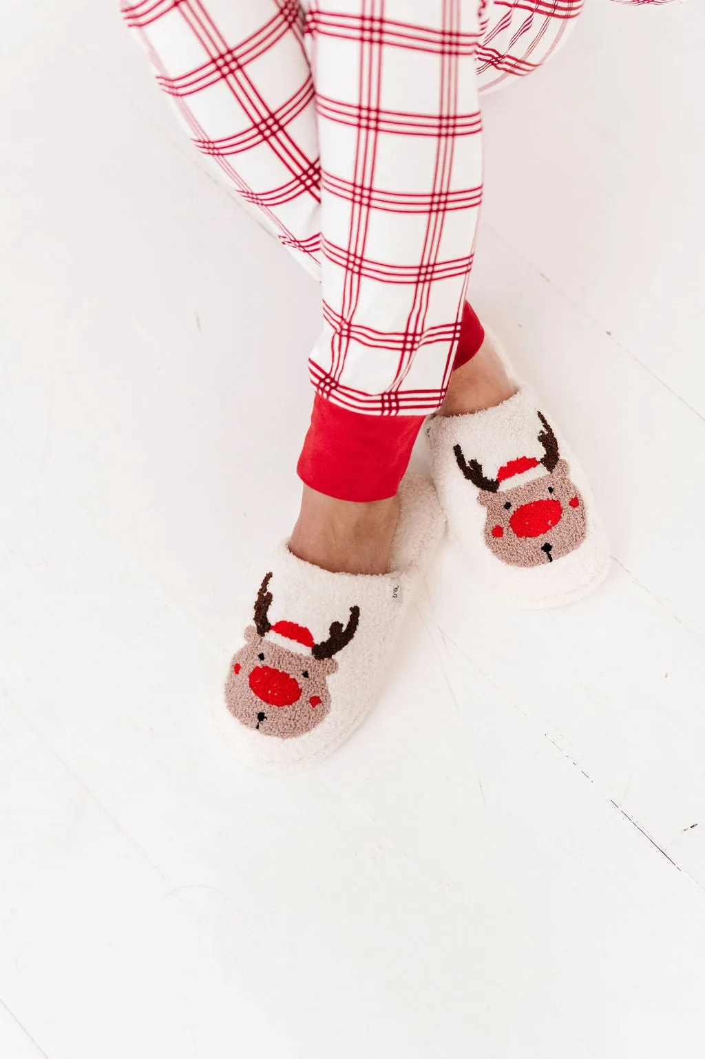 Reindeer Embroidered Slippers