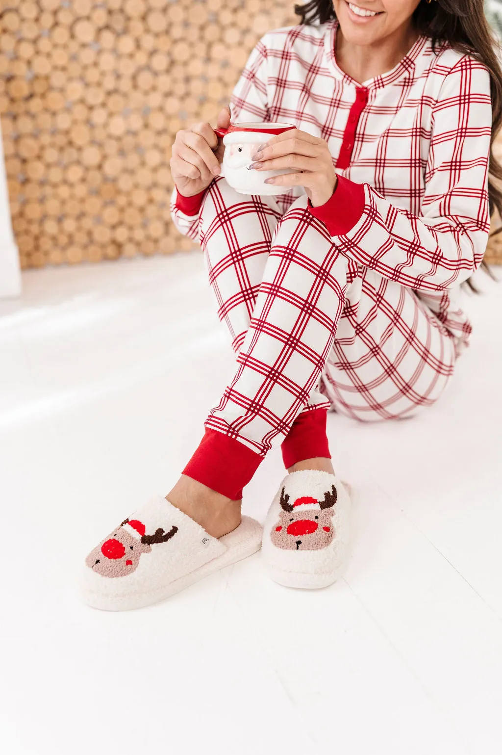 Reindeer Embroidered Slippers