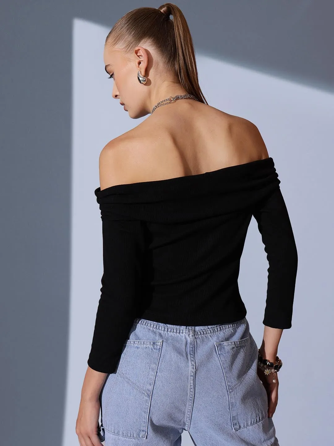 Rib Off Shoulder Top