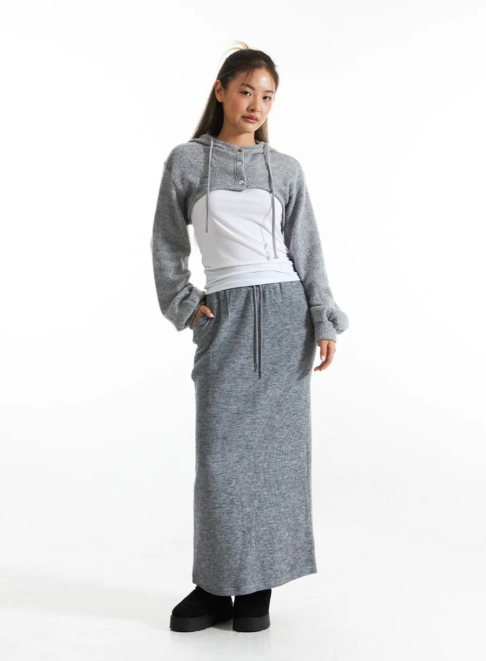 Ribbed Knit Maxi Skirt CO313 -> Long Ribbed Knit Skirt CO313