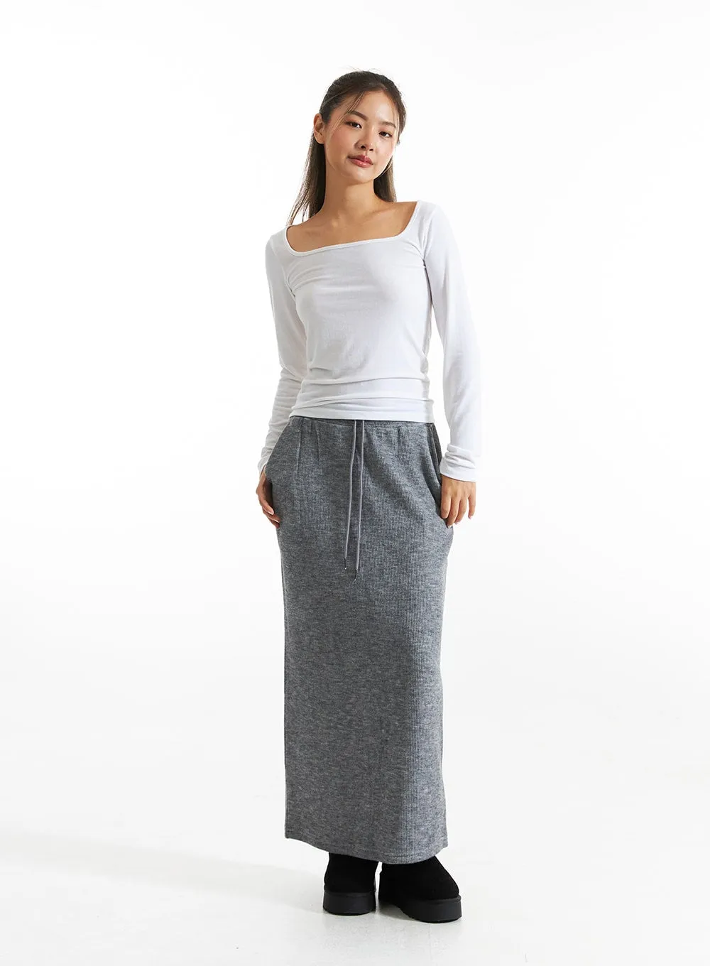 Ribbed Knit Maxi Skirt CO313 -> Long Ribbed Knit Skirt CO313