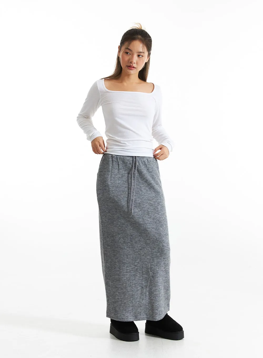 Ribbed Knit Maxi Skirt CO313 -> Long Ribbed Knit Skirt CO313