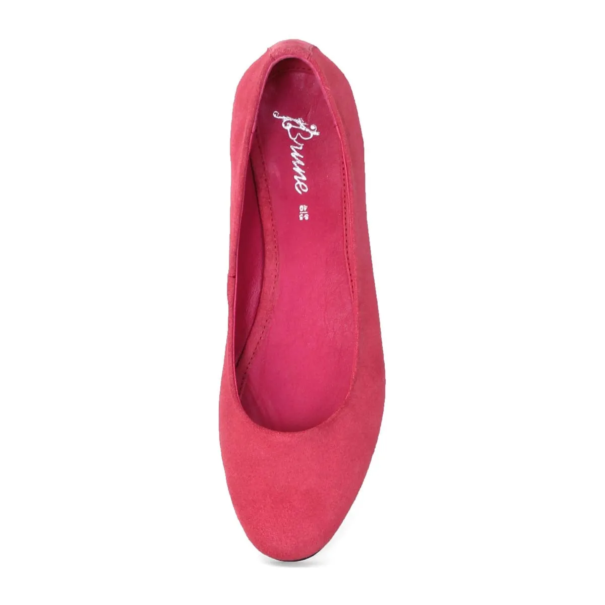 Round Toe Flat Rose Pink Suede Leather Ballerinas