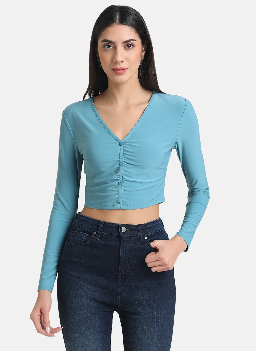 Ruched Stretch Crop Top