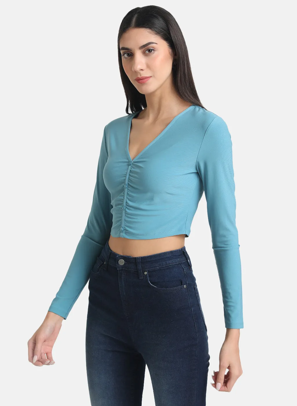 Ruched Stretch Crop Top