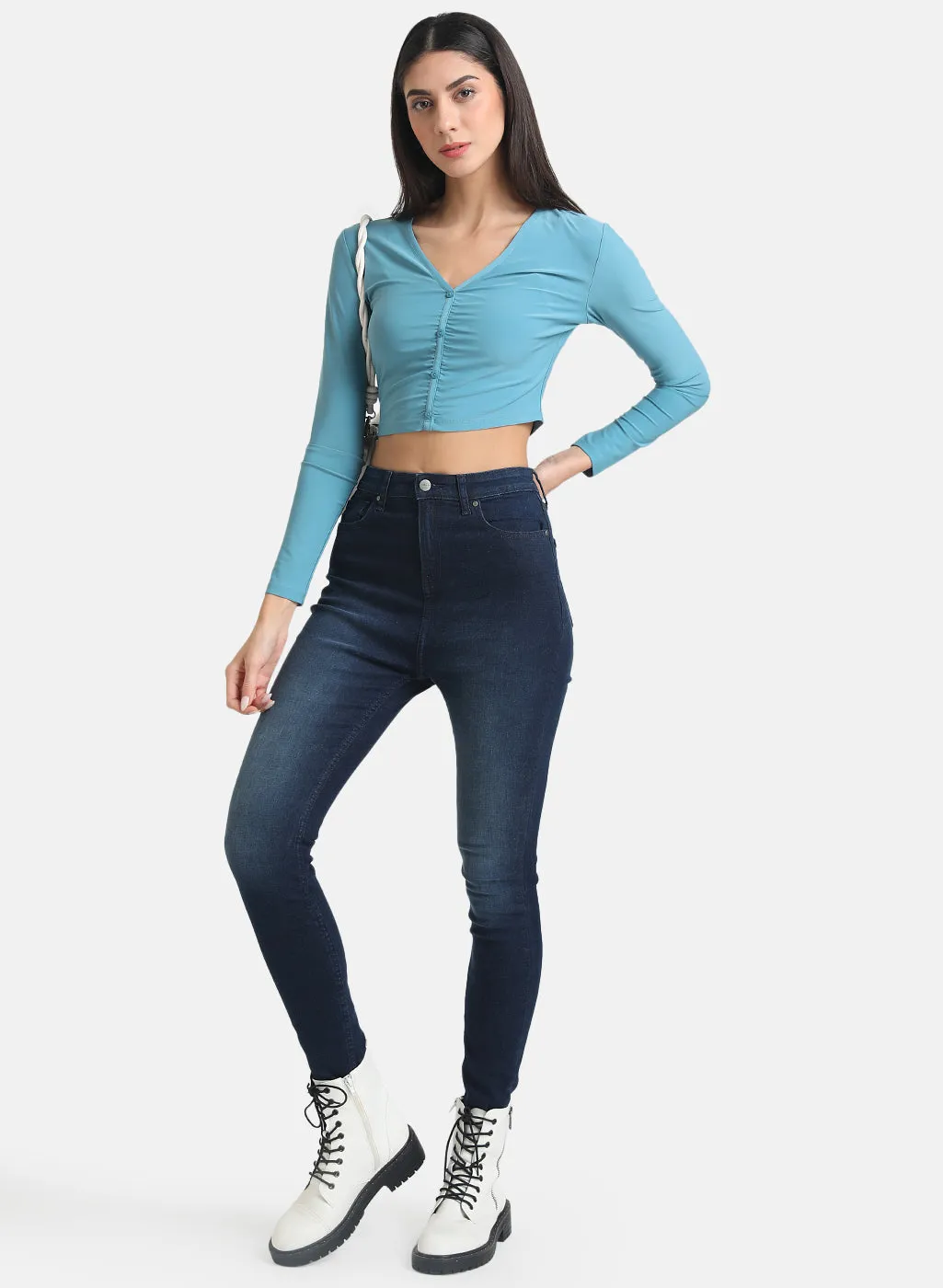 Ruched Stretch Crop Top