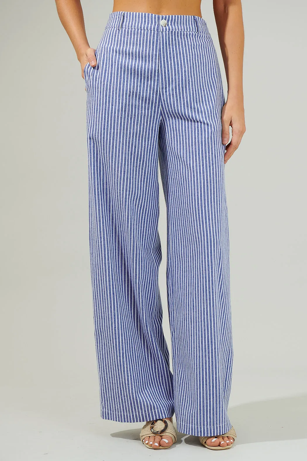 Sandy Striped Chelsea Belted Wide Leg Trousers