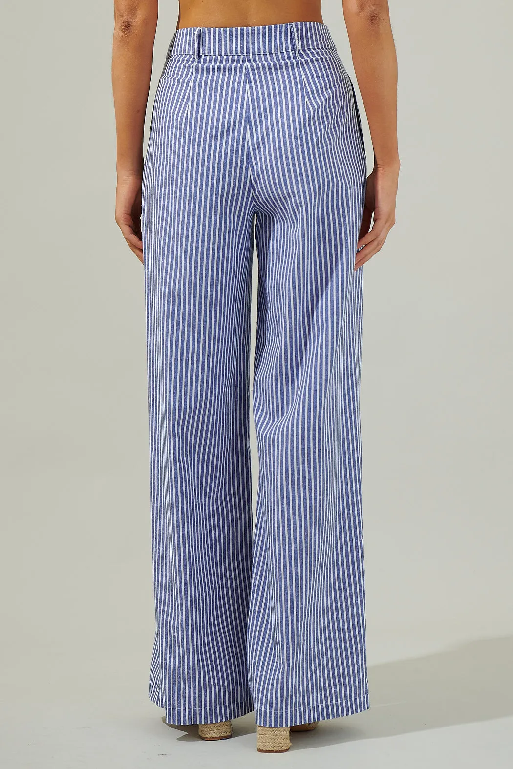 Sandy Striped Chelsea Belted Wide Leg Trousers