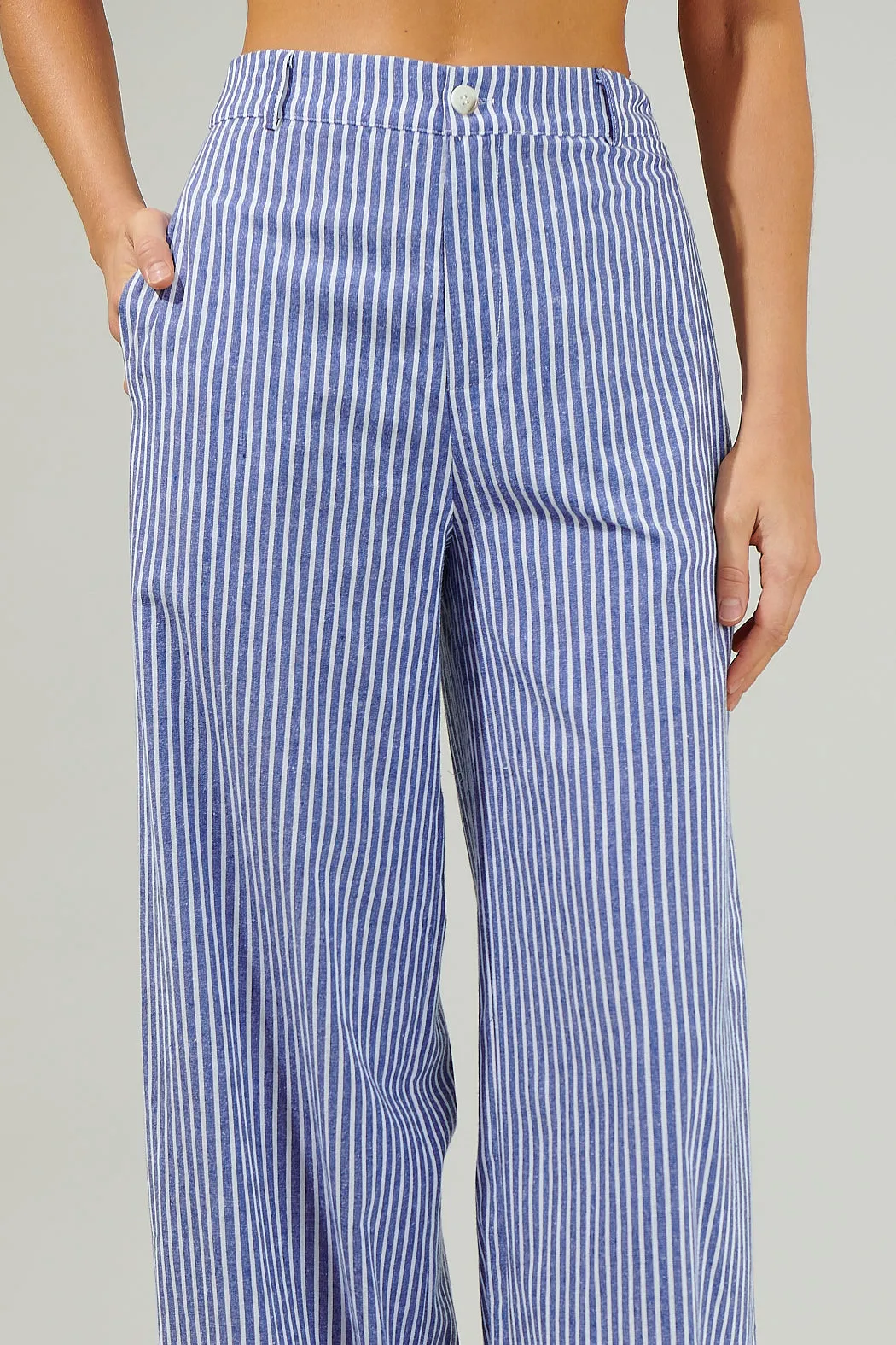 Sandy Striped Chelsea Belted Wide Leg Trousers