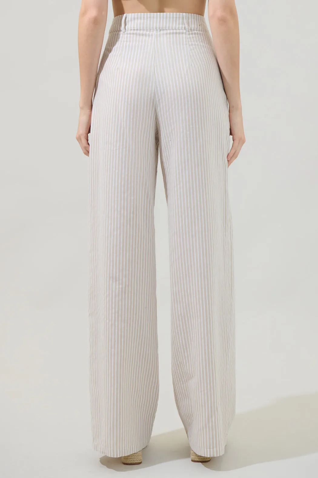 Sandy Striped Chelsea Belted Wide Leg Trousers