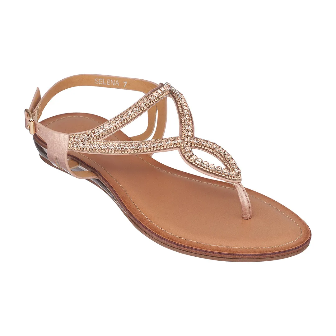 Selena Rose Gold Flat Sandals