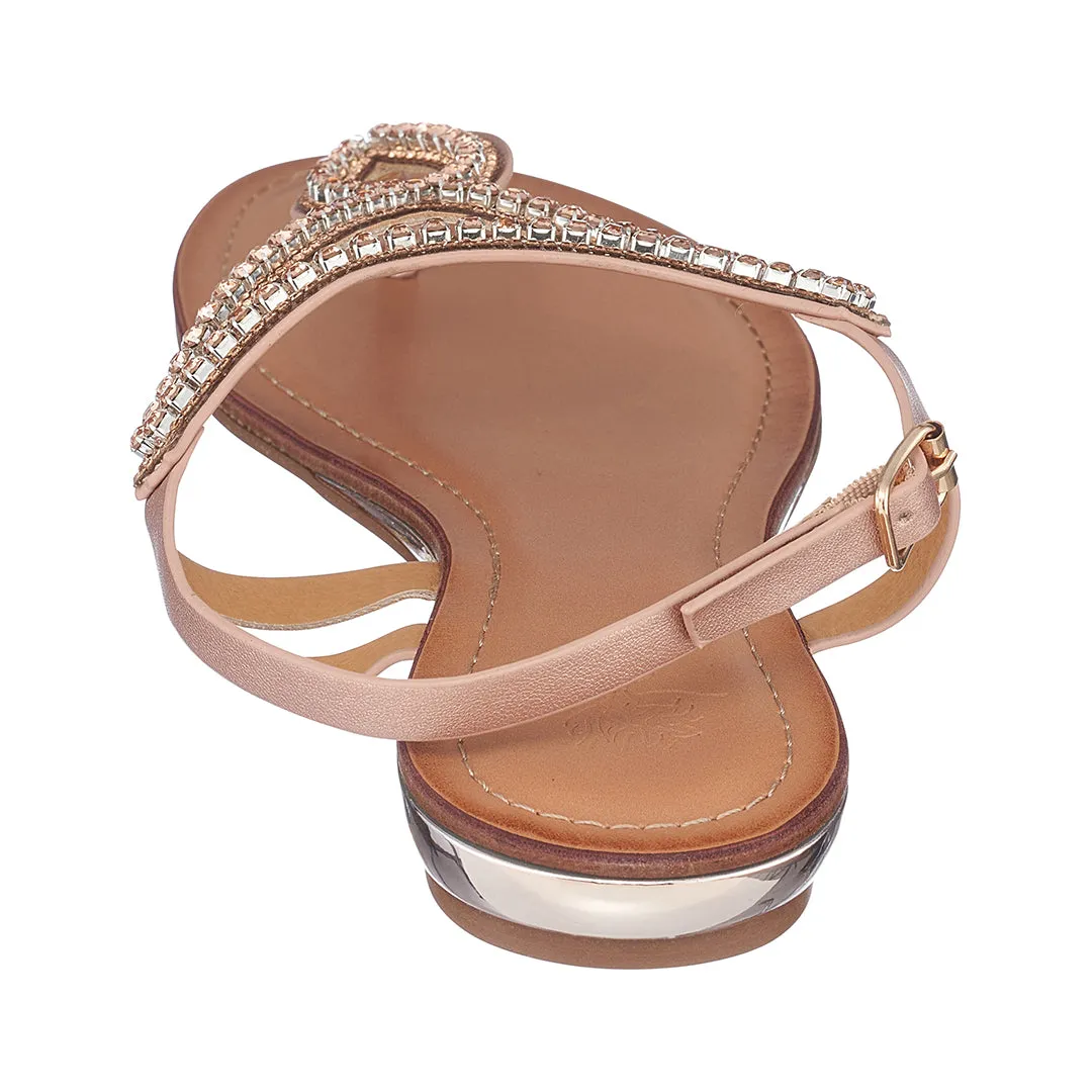 Selena Rose Gold Flat Sandals