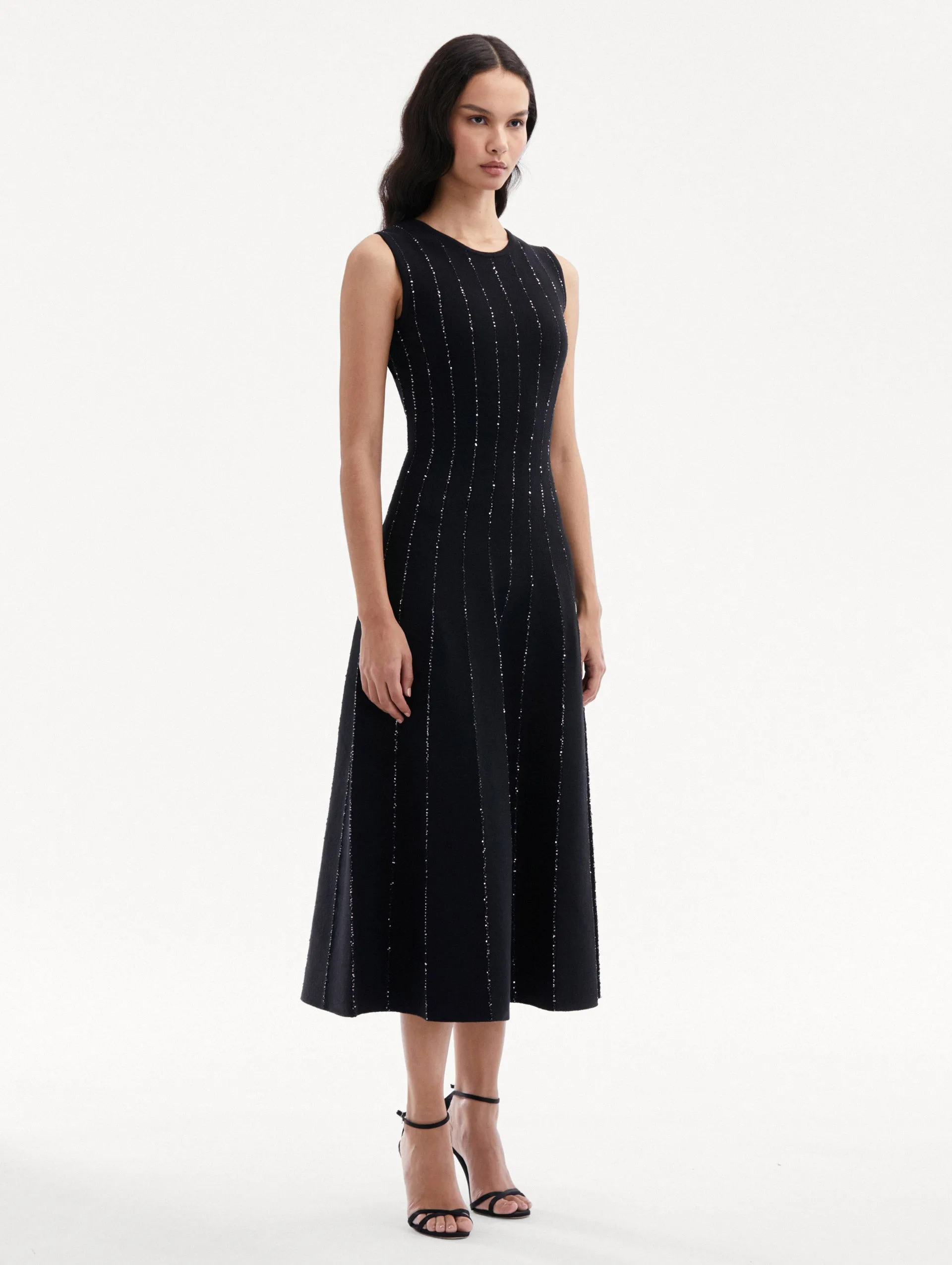 Sequin Embroidered Knit Dress