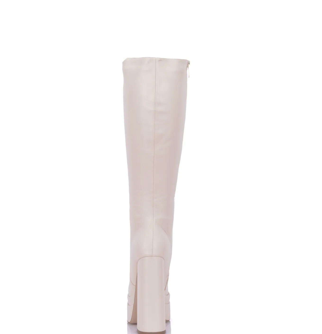 Severine platform chunky knee boots beige