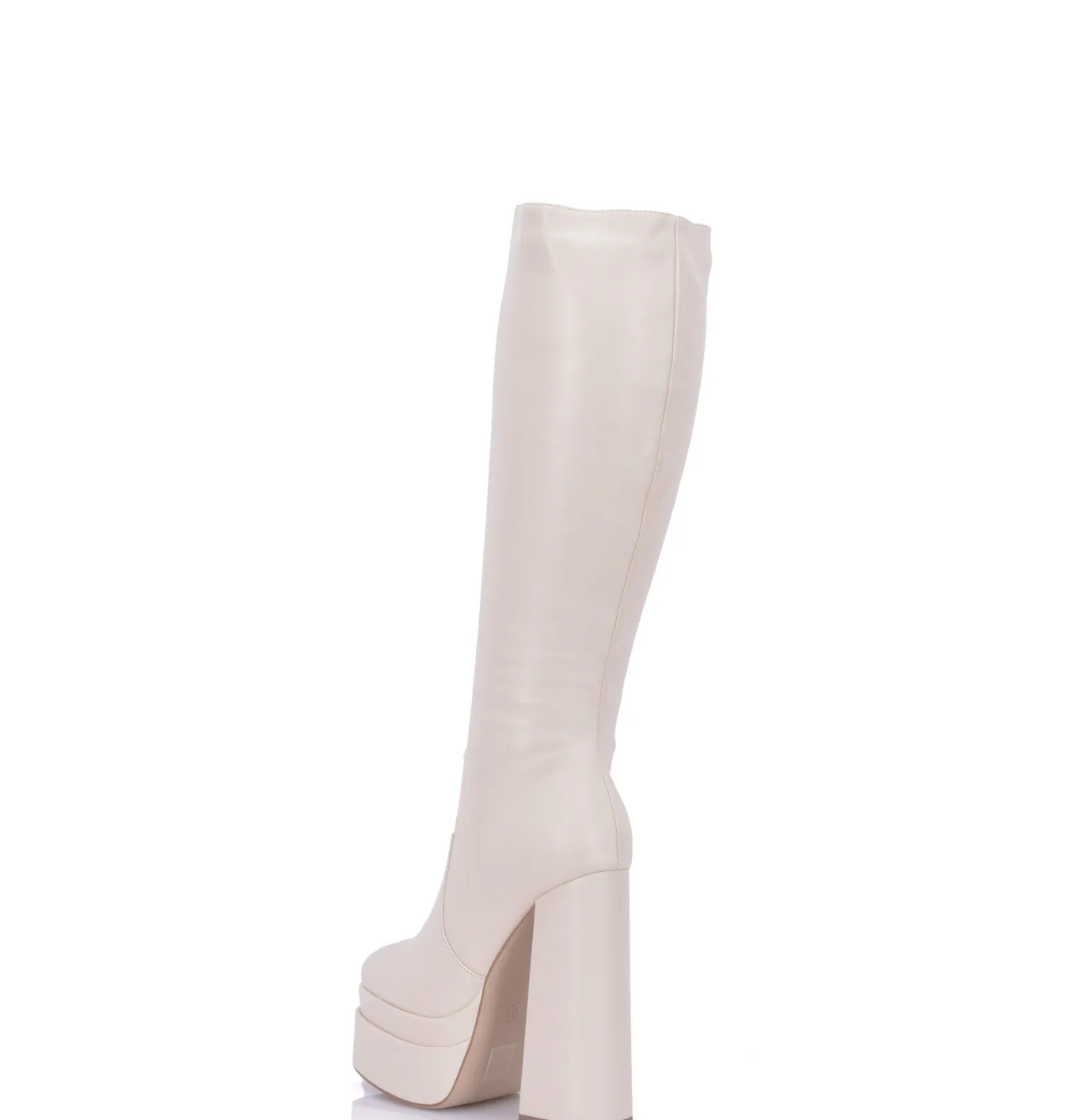 Severine platform chunky knee boots beige