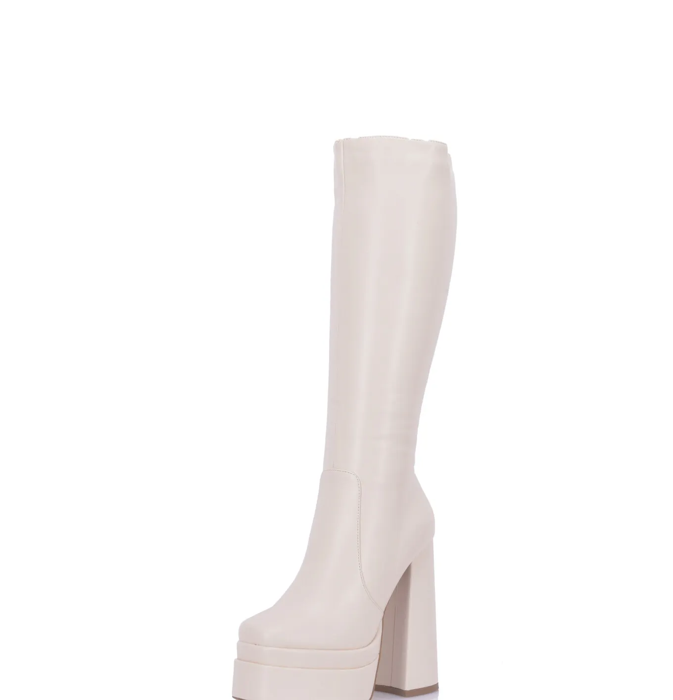 Severine platform chunky knee boots beige