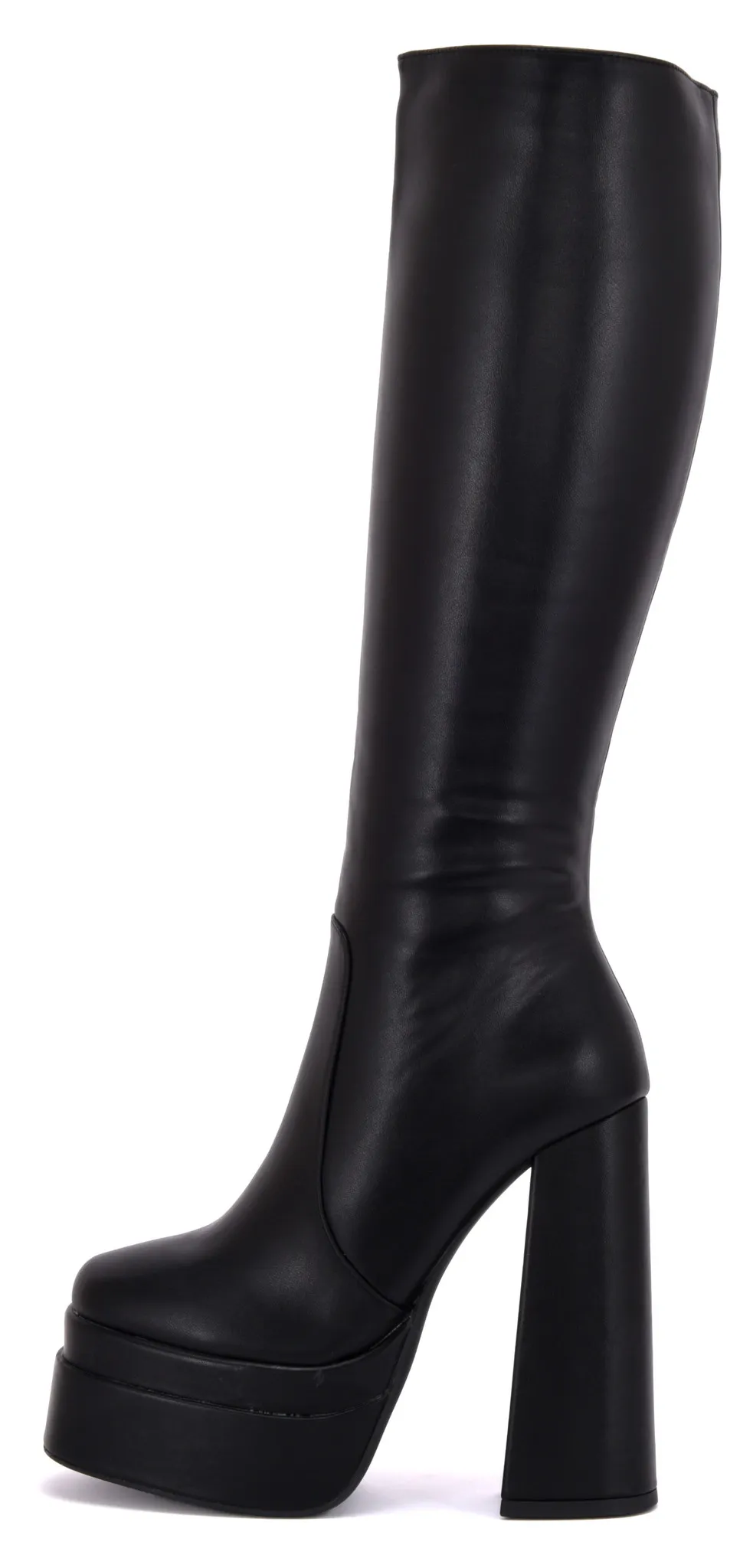 Severine platform chunky knee boots black