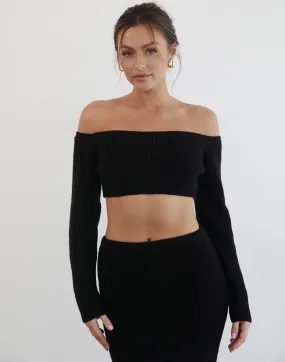 Sharna Black Knit Long Sleeve Top