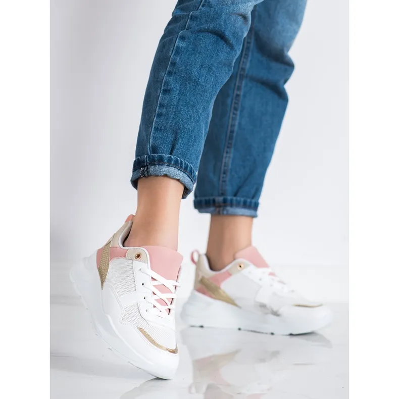 SHELOVET Stylish Sneakers With Mesh white