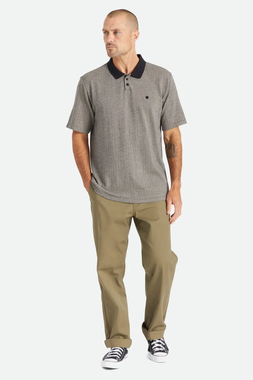 Shield Herringbone S/S Polo Knit - Black/Beige