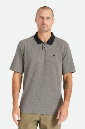 Shield Herringbone S/S Polo Knit - Black/Beige