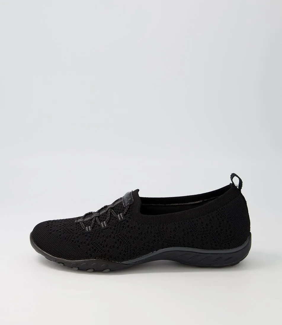 SKECHERS Breathe Black Textile Sneakers