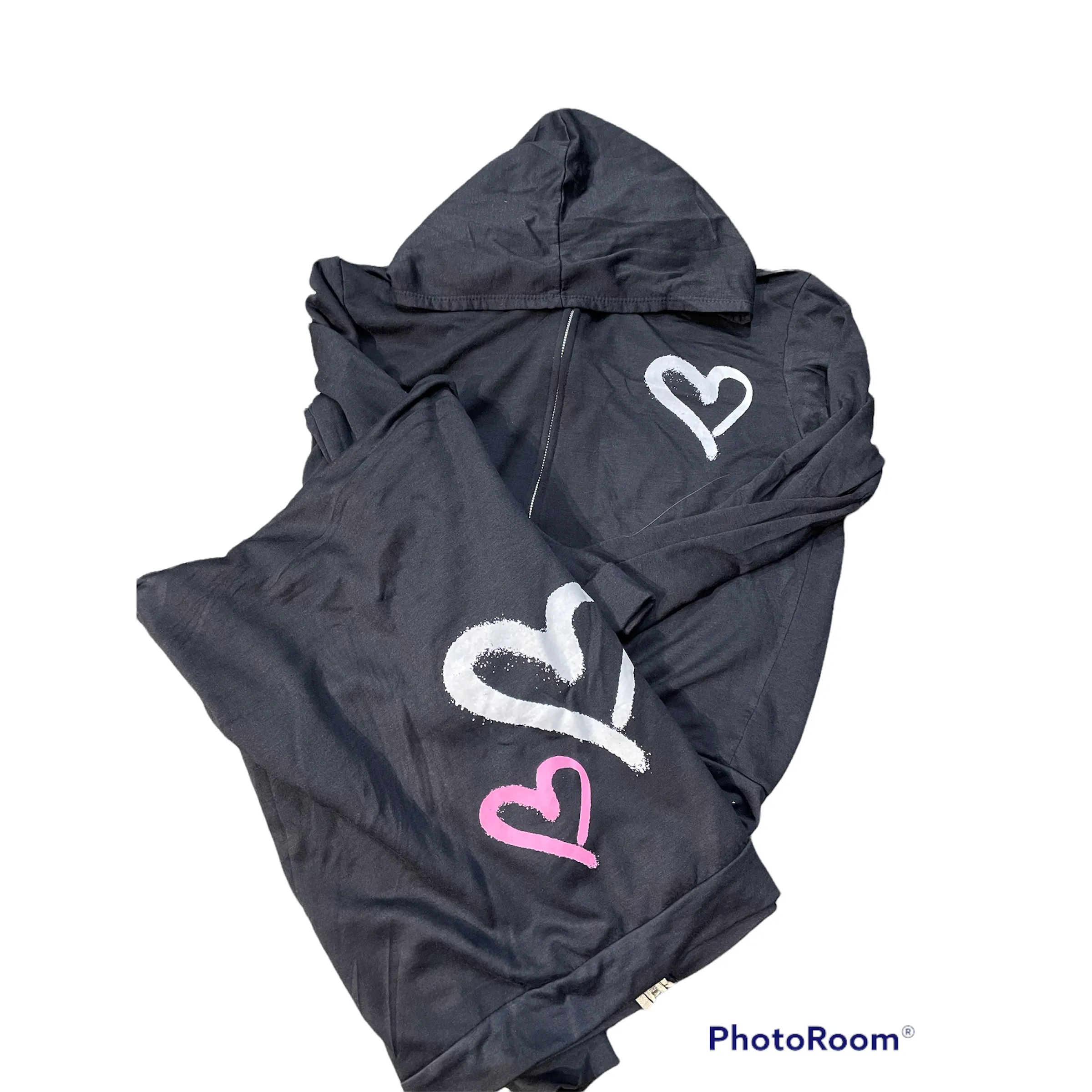 heart print zip hoodie