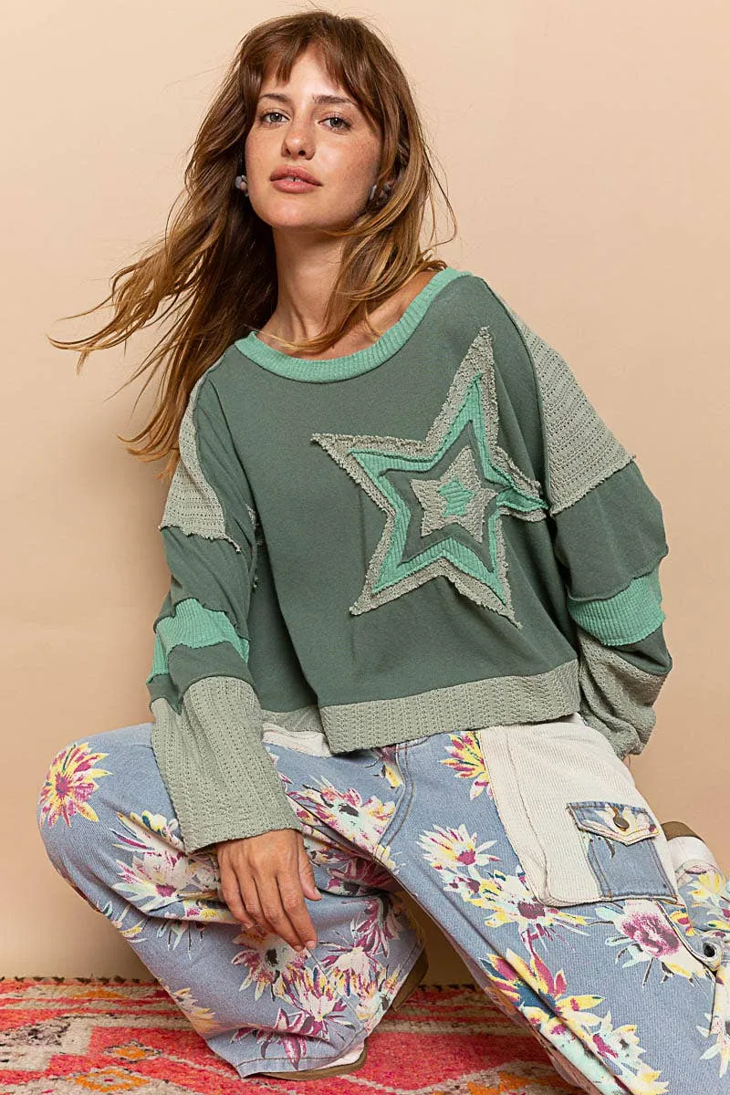 Star Patched Top with Long Sleeve