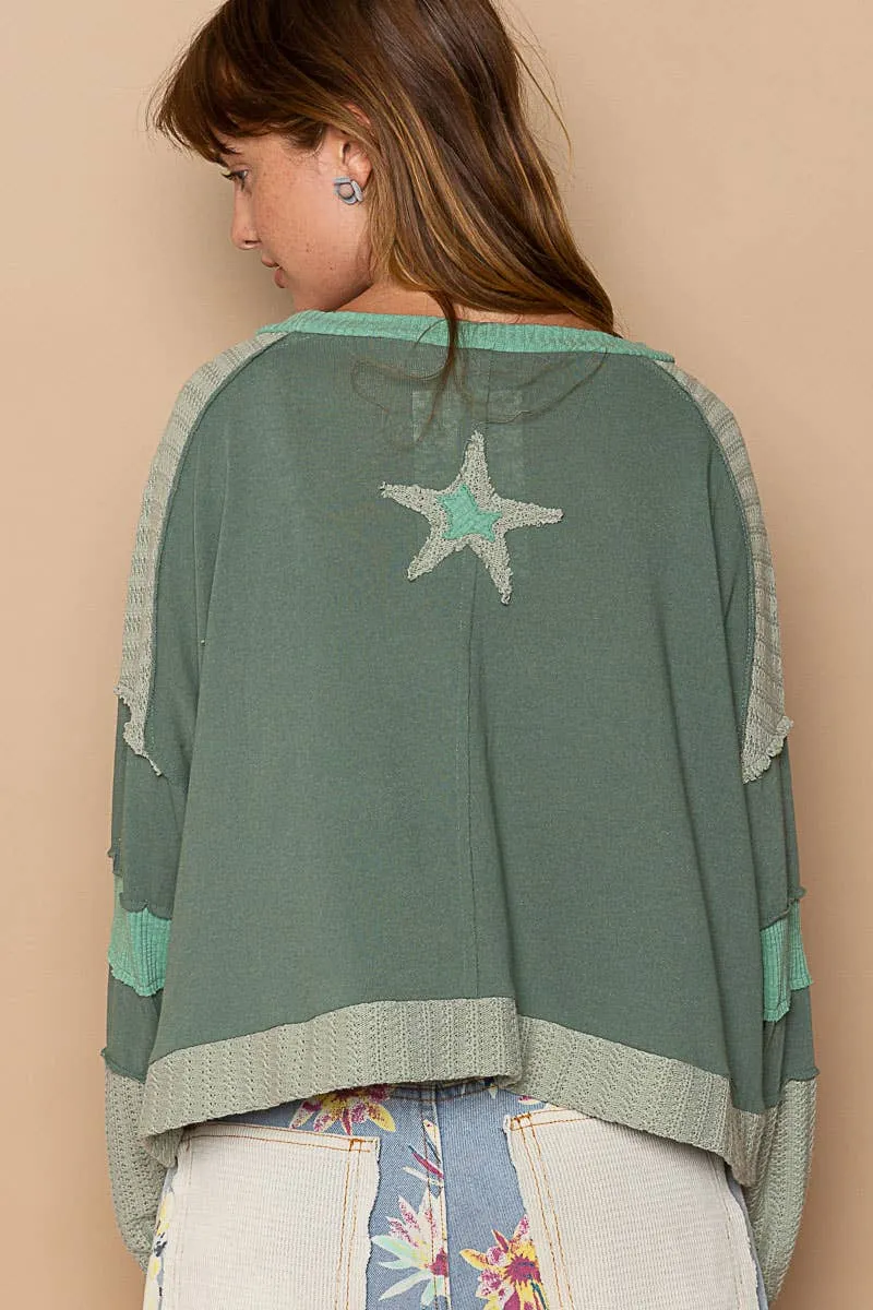 Star Patched Top with Long Sleeve