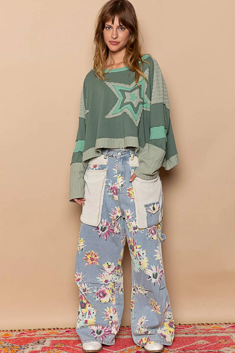 Star Patched Top with Long Sleeve